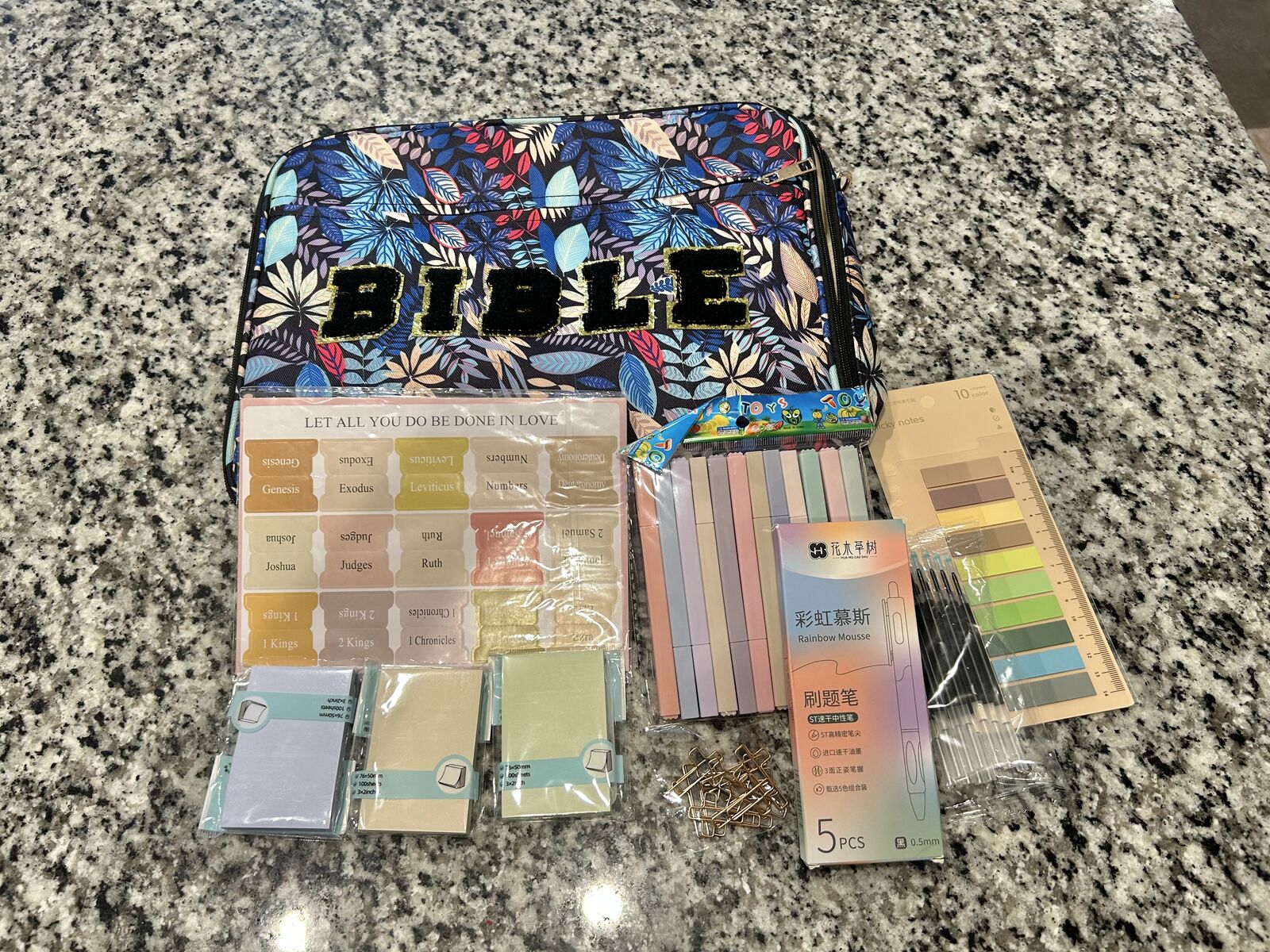 New Blue Bible Study Case Journaling Supplies Kit