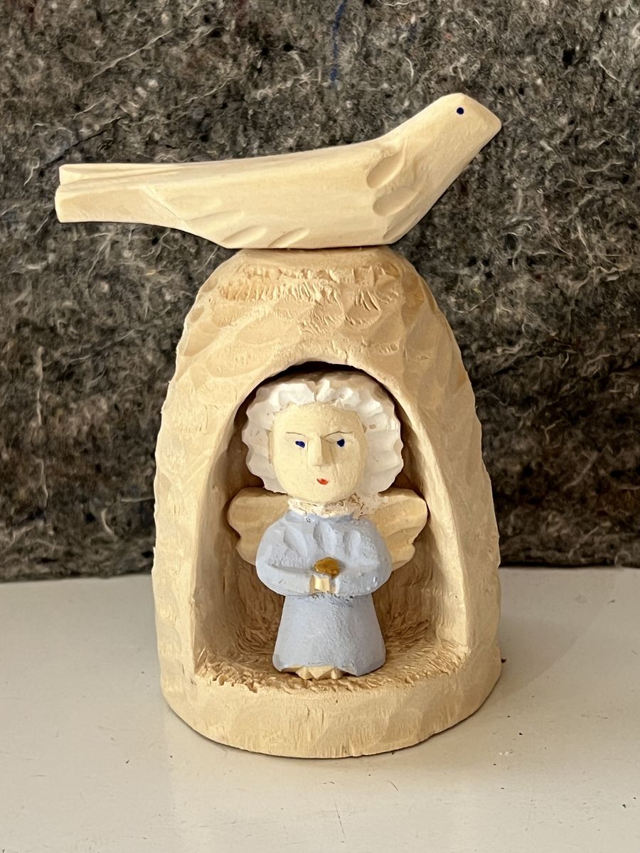 Wood Guardian Angel Statue