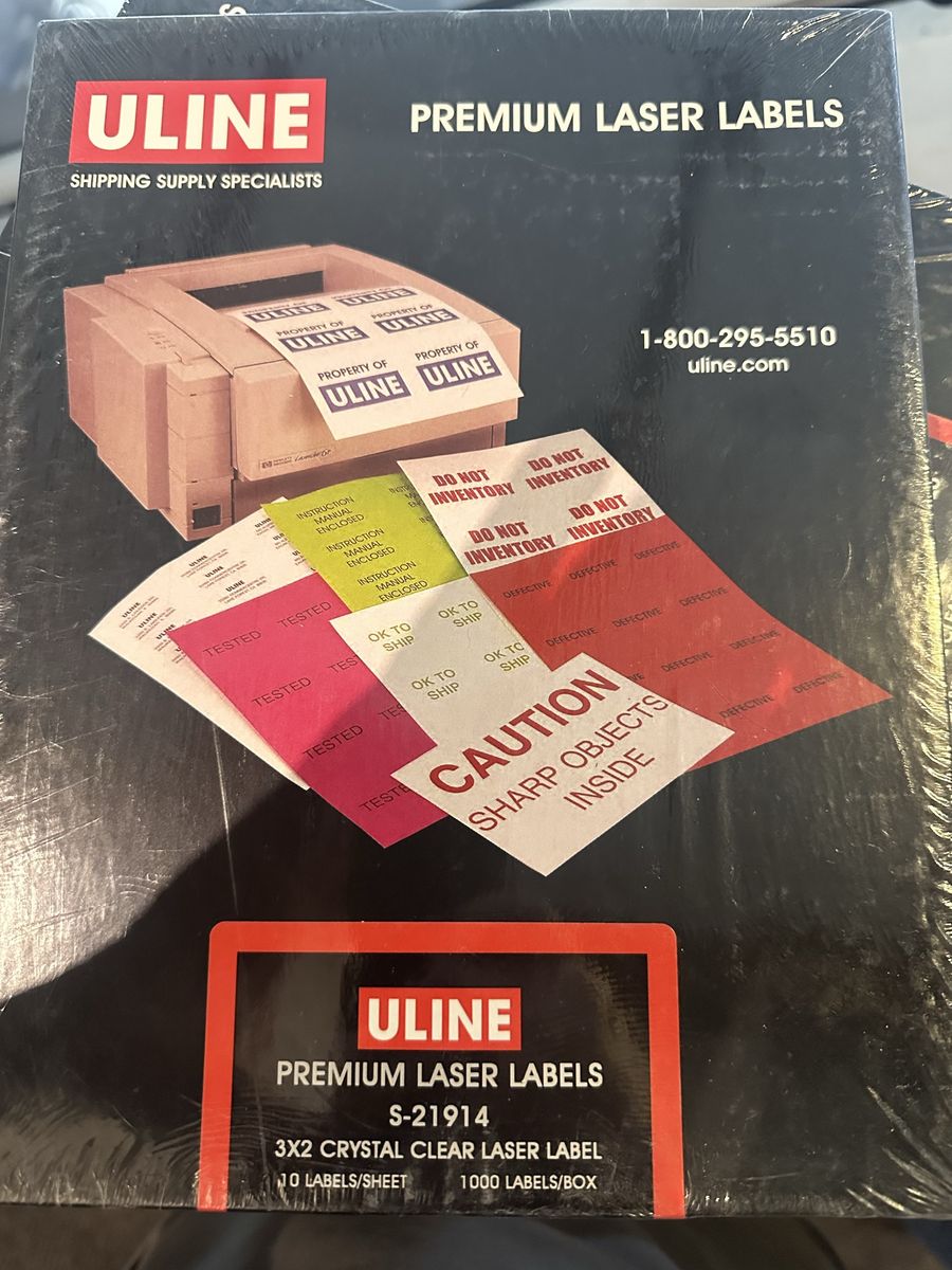 Wholesale Uline Crystal Clear Laser Labels 3x2 (12 Boxes / 12,000 Labels)