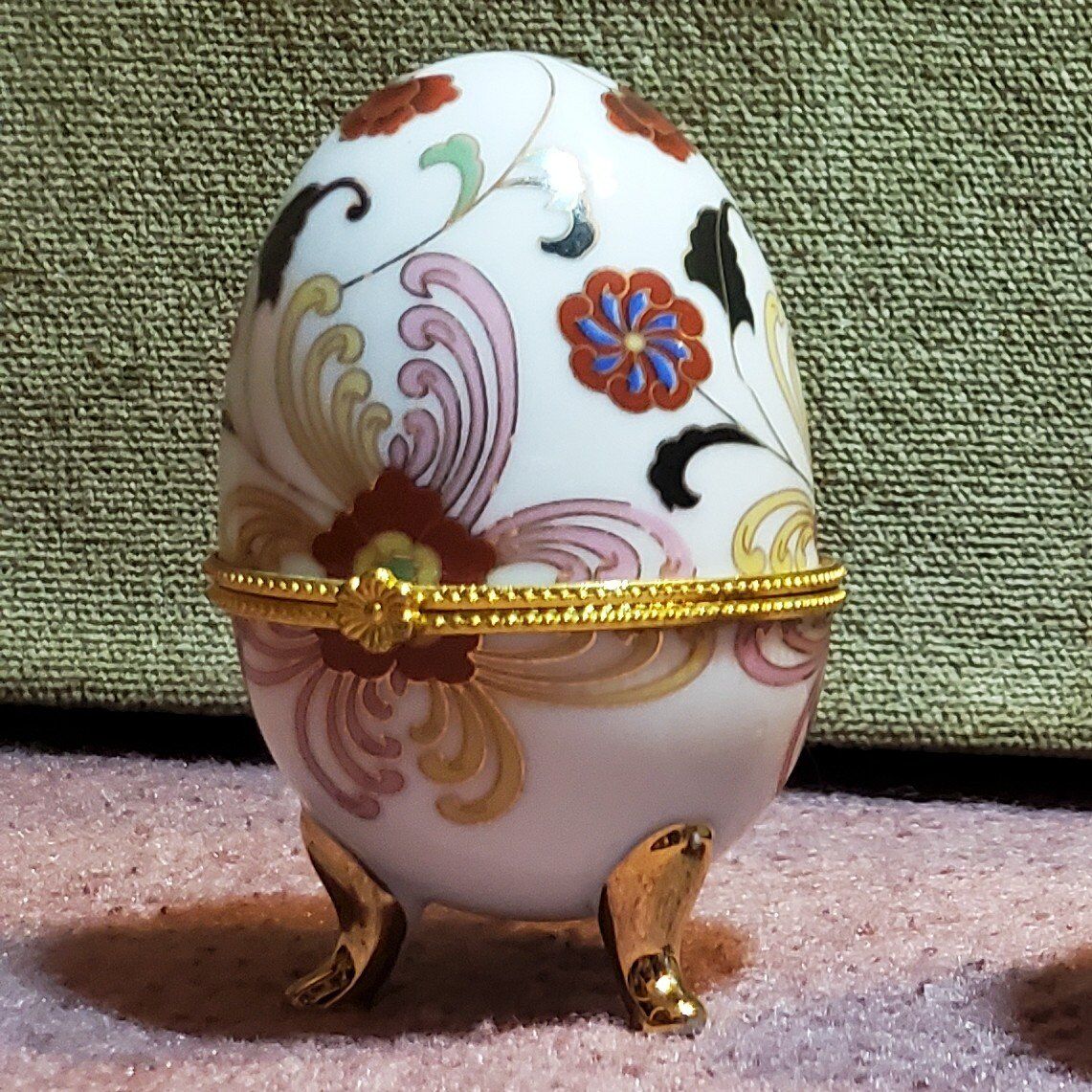 vintage porcelain egg trinket box