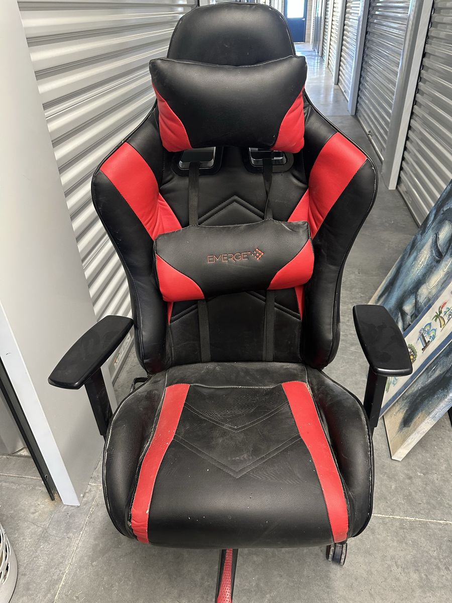 Emerge Vortex Ergonomic Gaming Chair - Black/Red with Lumbar Support