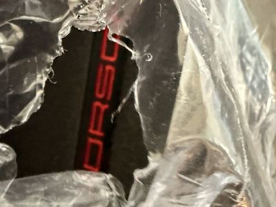 GT3 992.1 Black Floor Mats With Red Stitching and Red Porsche Stitched Inlay