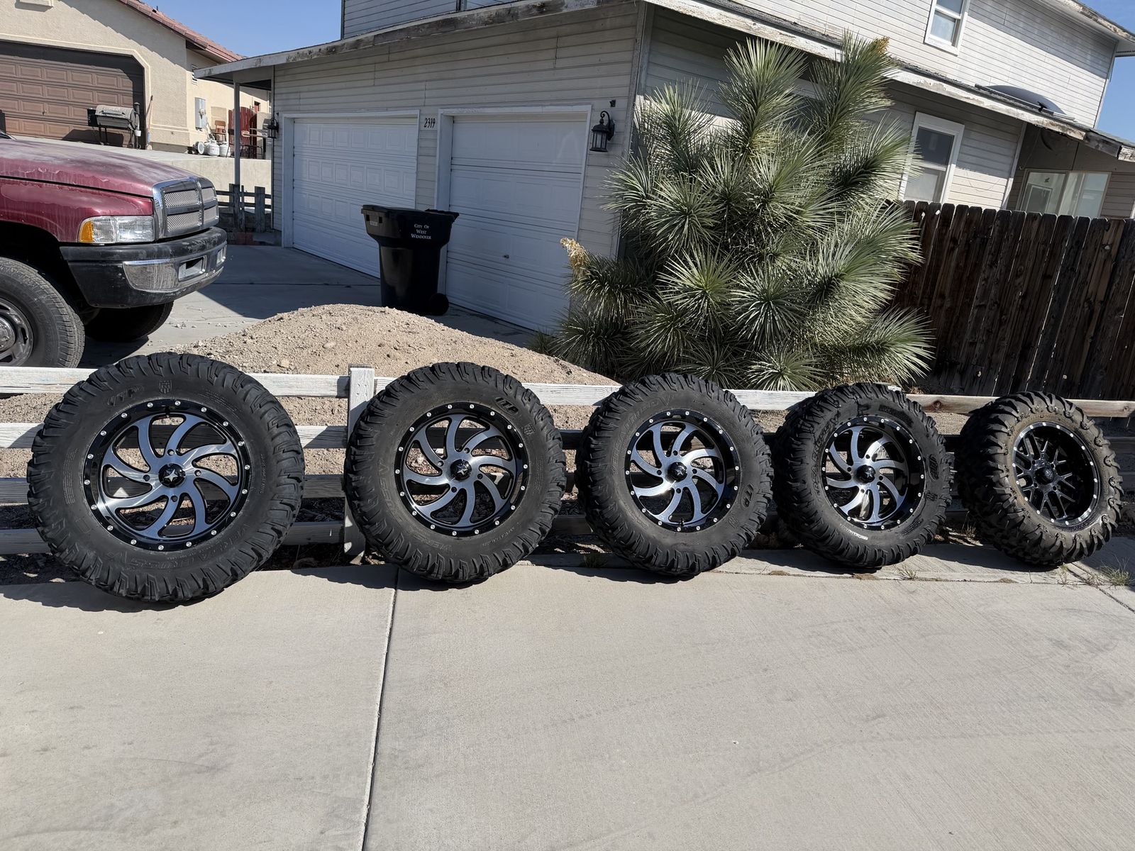 Set of 5 MSA wheels and Tires with a spare Black MSA 