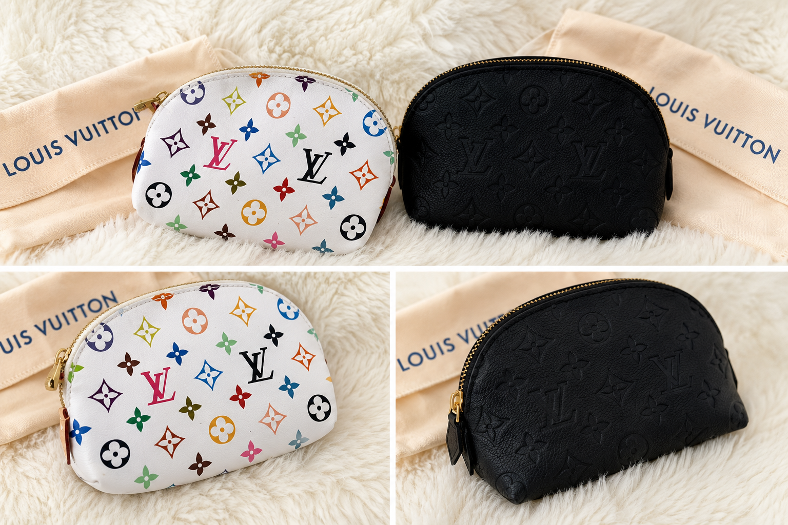 2 - Leather LV Makeup Pouch Bags New