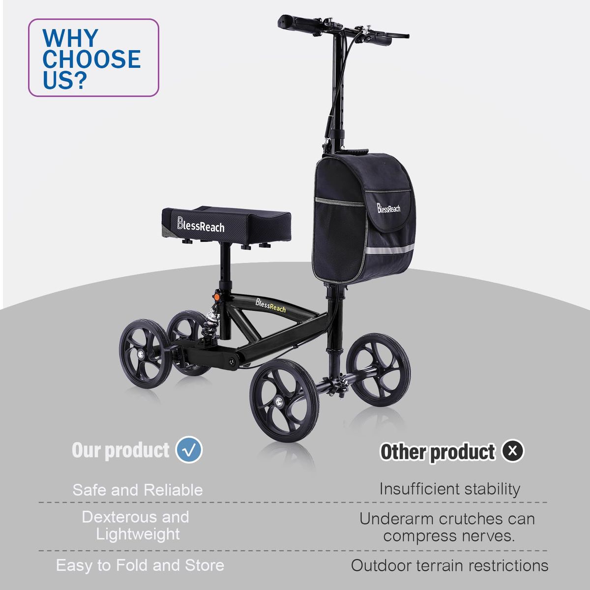 Steerable Knee Walker Deluxe Medical Scooter for Foot Injuries