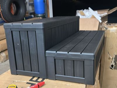 Black Resin 2-Step Spa and Hot Tub Steps with Woodgrain Texture