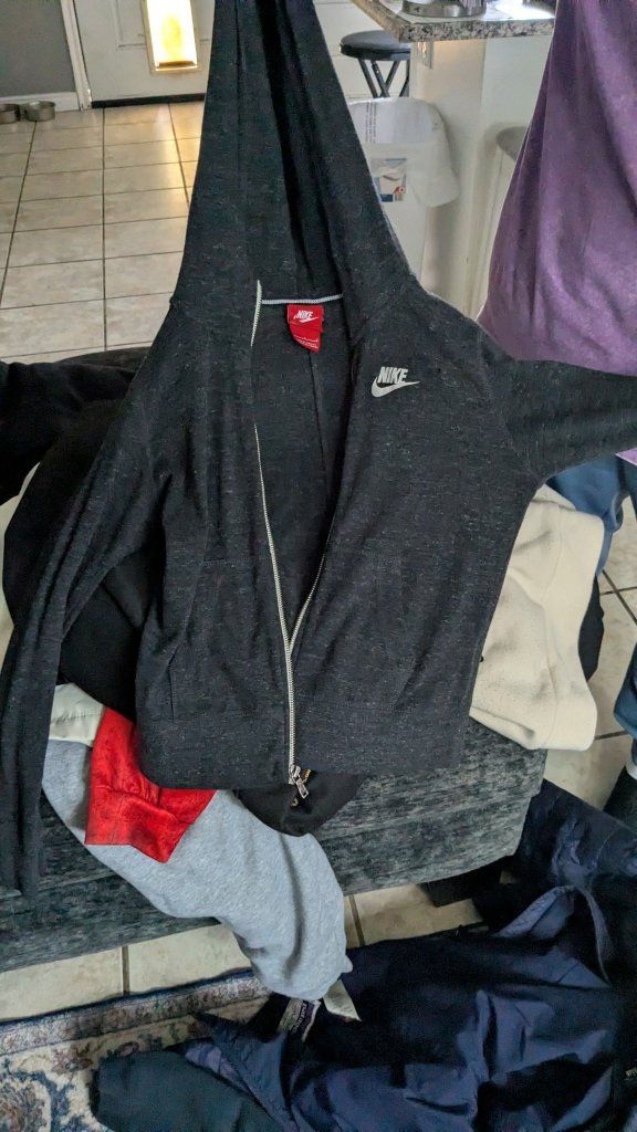 Nike Women's Full-Zip Cotton Hoodie - Dark Gray, Size Large (L)