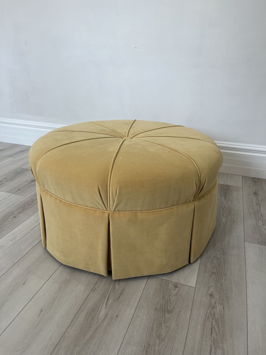 Butter Yellow Velvet Rolling Ottoman