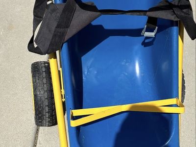 Muletto Blue and Yellow Utility Cart Wheelbarrow