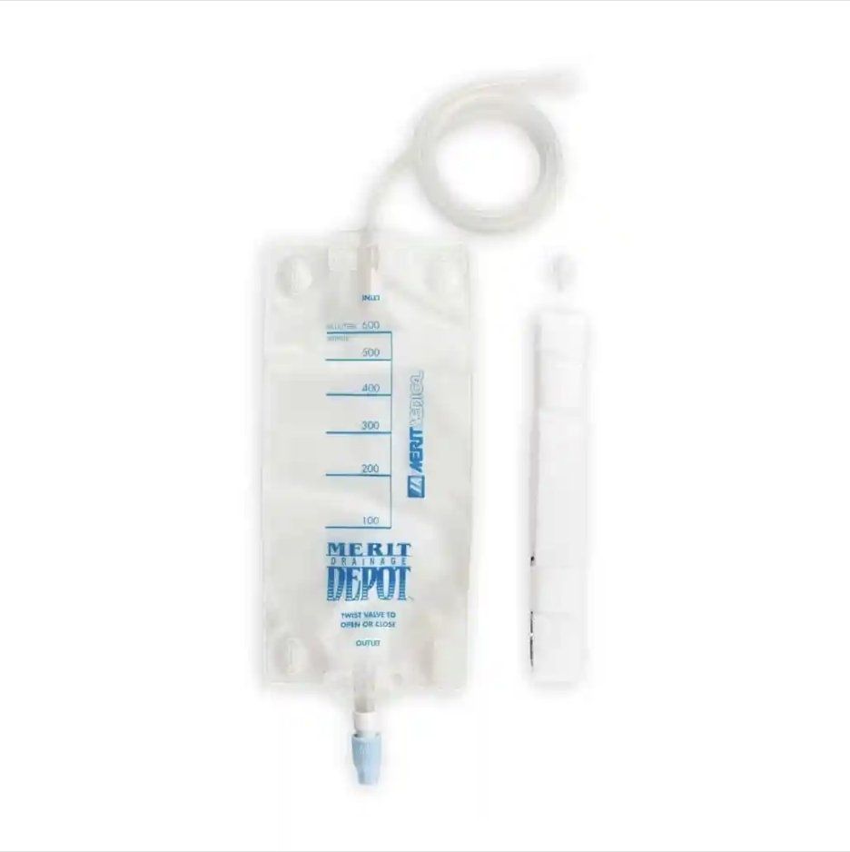10x New Sealed Merit Drainage Depot FZ624 Sterile 600 mL fluid drainage bag 24" Flex Tubing