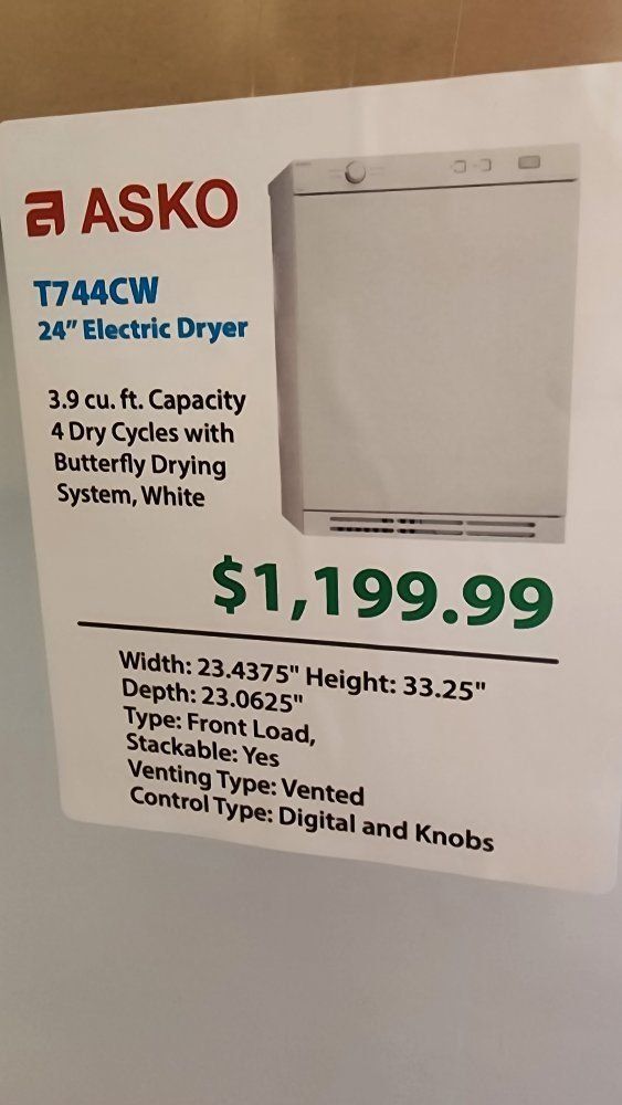 New in Box: ASKO T744CW Ventless Electric Condenser Tumble Dryer