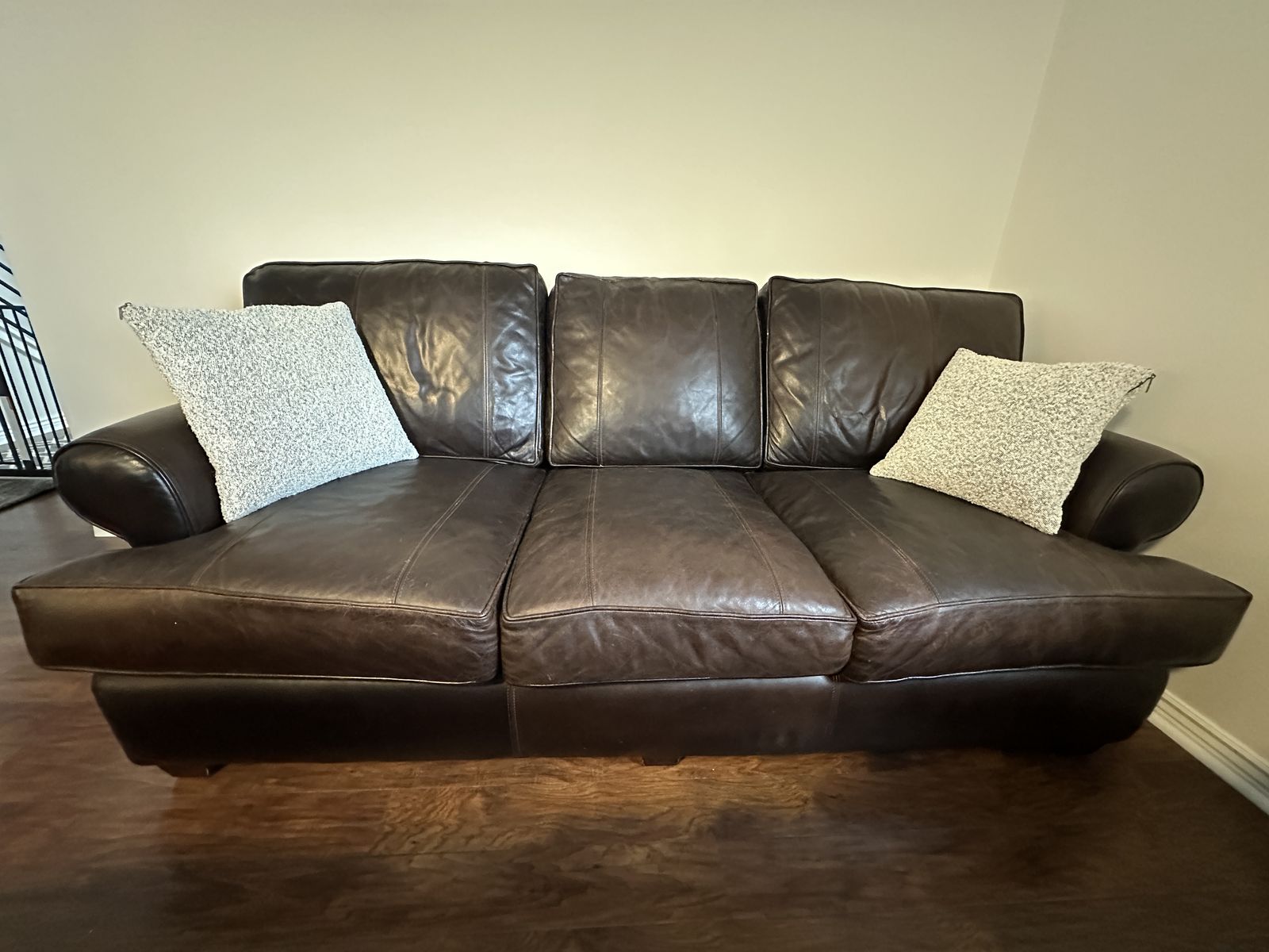 Arhaus leather sofa