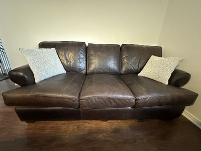 Arhaus leather sofa