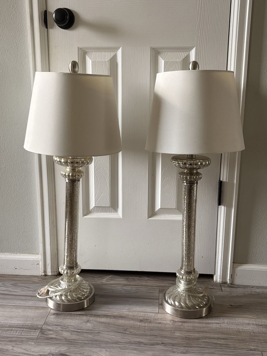 Tall Mercury Finish Lamps-Set Of 2