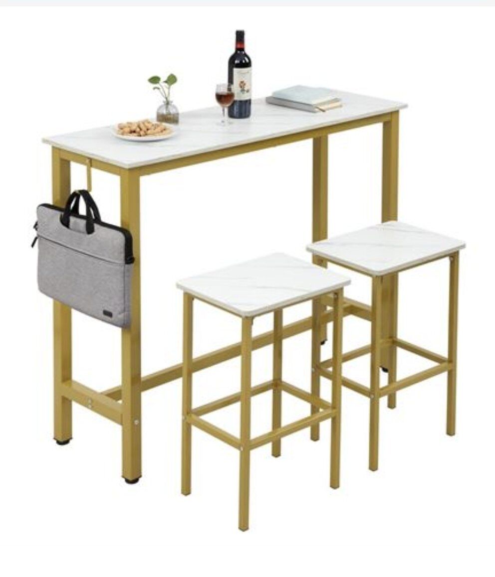 Finnhomy Bar Table Set with 2 Stools