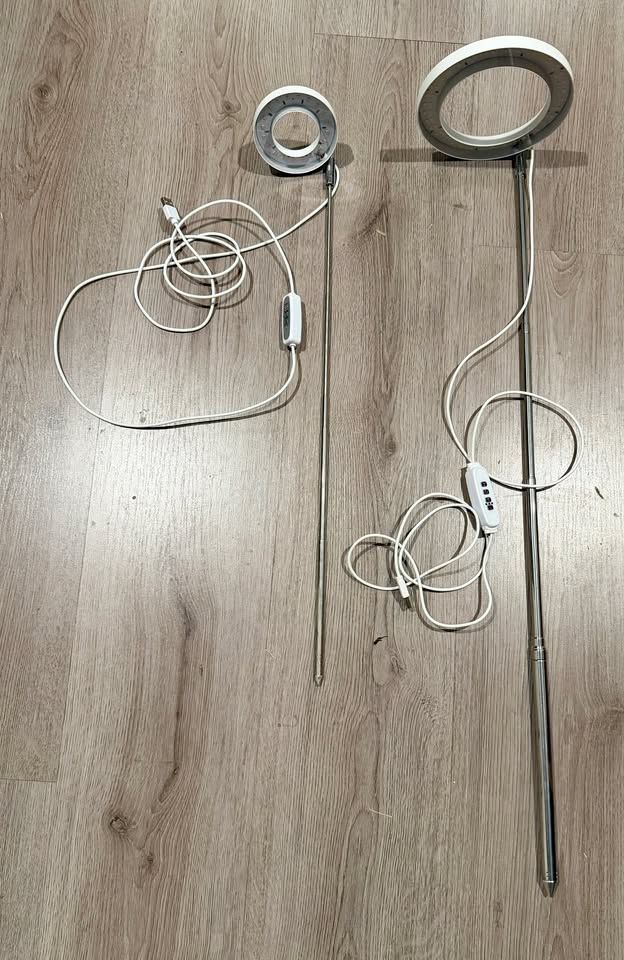 Two LED Ring Grow Lights with Adjustable Stakes - Both Tested, Like New