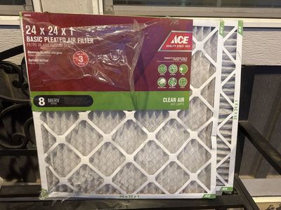 ACE 24x24x1 Basic Pleated Air Filter MERV 8 Clean Air (2 Pack)