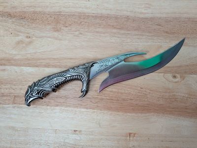 Collectible Fantasy Dagger with Engraved Egyptian-Inspired Blade & Ornate Handle