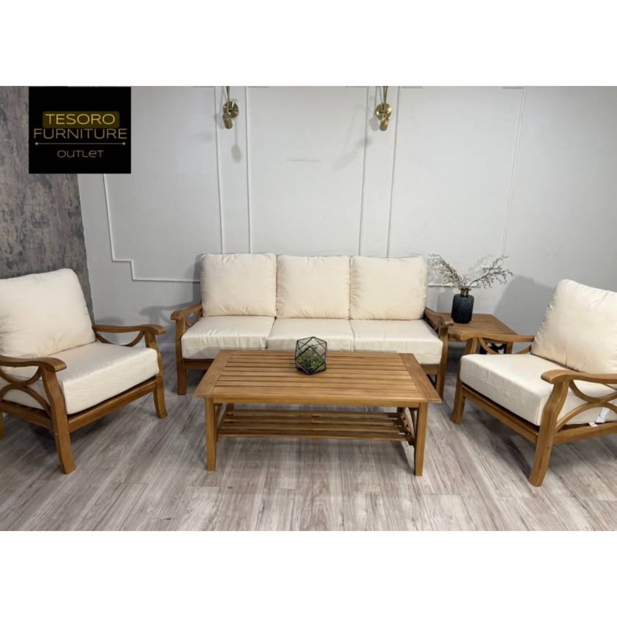 NEW MODERN TEAKWOOD PATIO SET WE OFFRR DELIVERY