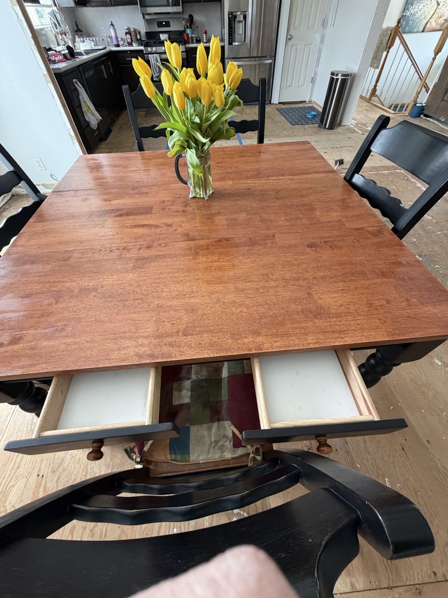 Dining table, solid wood, seats six