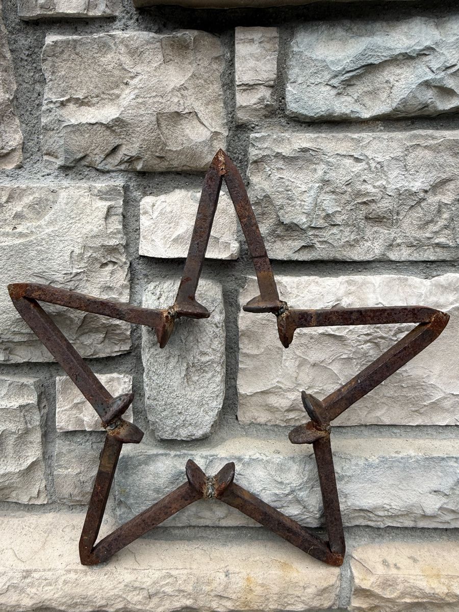 Rustic Railroad Spike Star Decor - Unique Handcrafted Metal Art