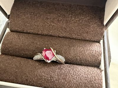 Jared Ruby & Diamond Heart Pendant & Ring Set - 10K Rose Gold, Lifetime Guarantee