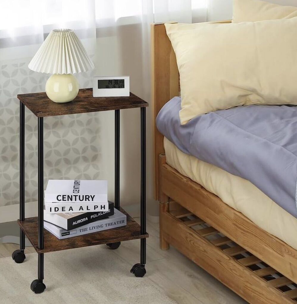 2-Piece Side Table Set On Wheels — $35 for Both