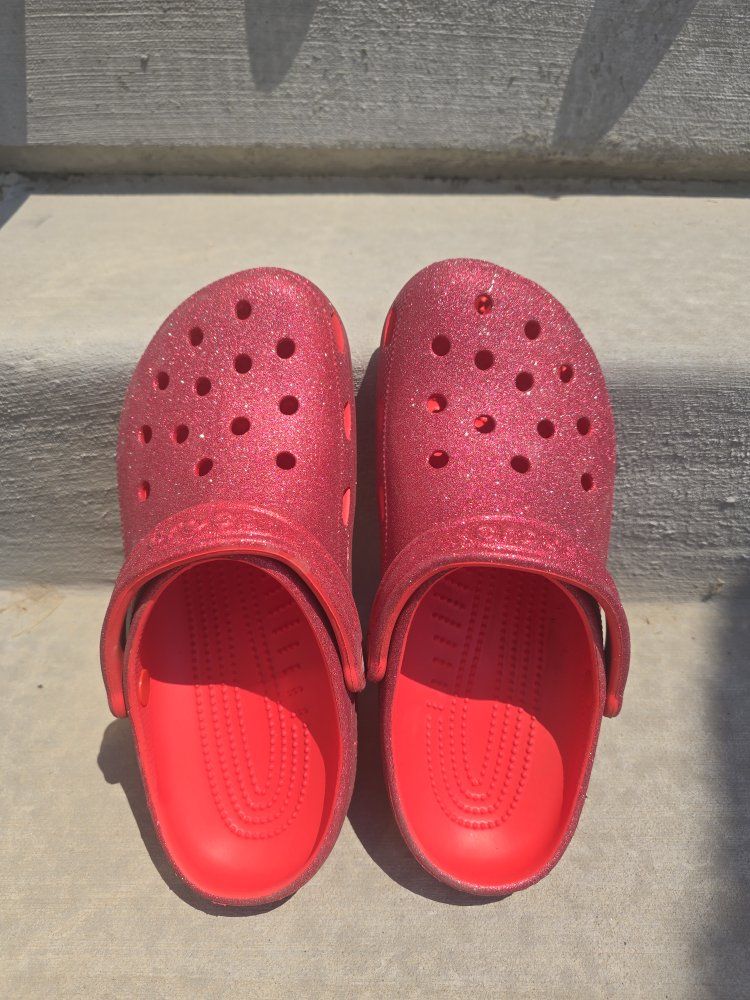 Sparkling Red Glitter Crocs - Women's 11 / Men's 9 - Classic Comfort Clogs