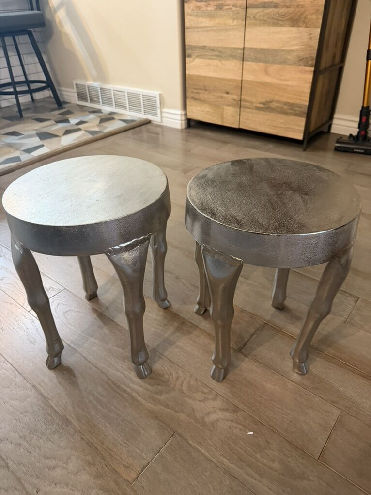 Set Of metal Side Tables/stools With Hoof Legs