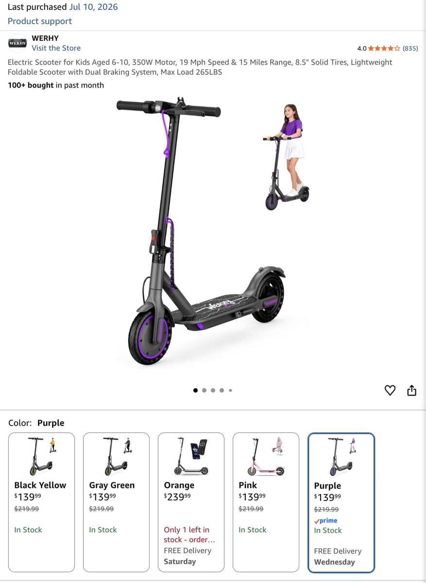 Kid/tween electric scooter.. New in box!!