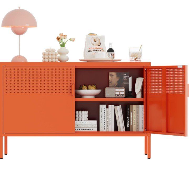 Orange Metal Storage Cabinet
