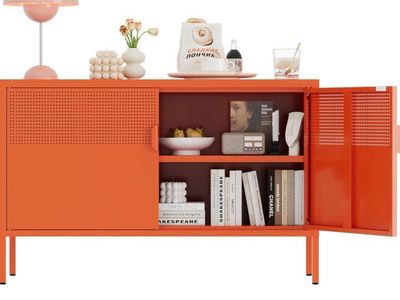 Orange Metal Storage Cabinet