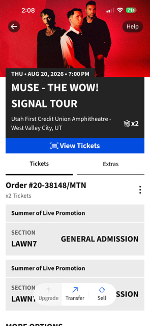 Muse - The Wow! Signal Tour Tickets x2 (Aug 20, 2026)