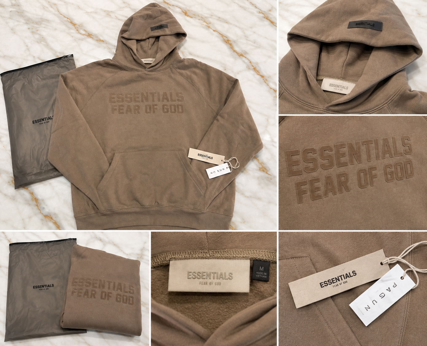 Fear of God Essentials Tonal Logo Taupe Hoodie – New With Tags