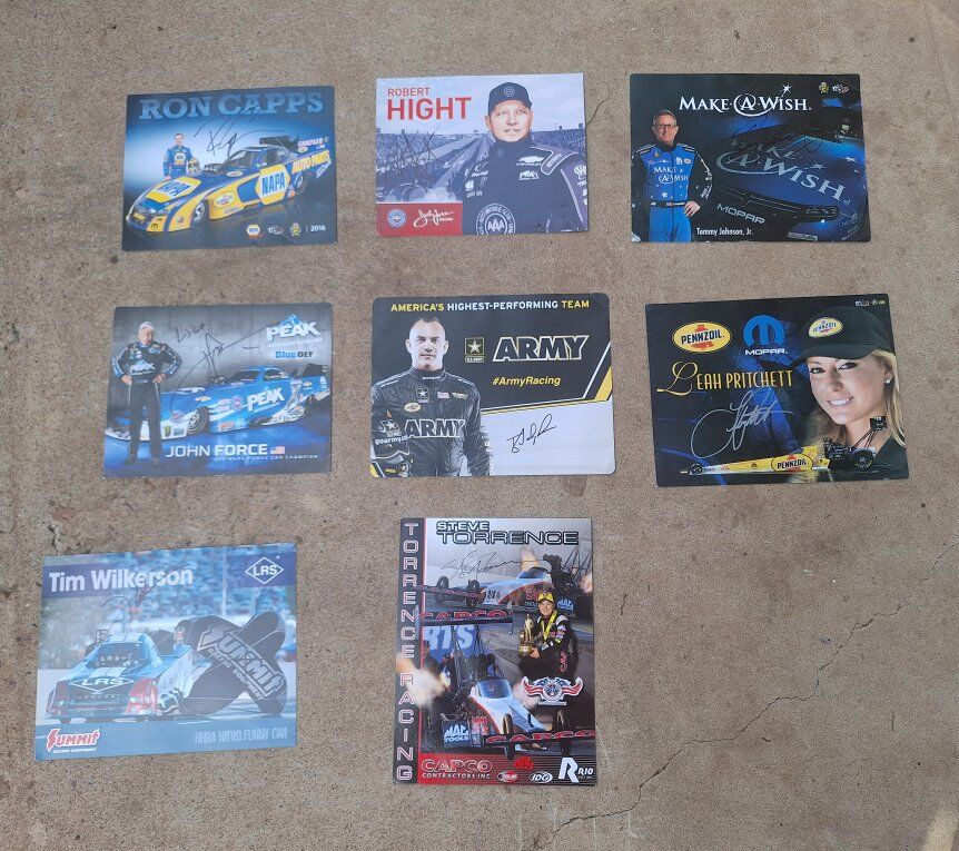 Awesome set of NHRA signed photos 2016 Vegas Drags
