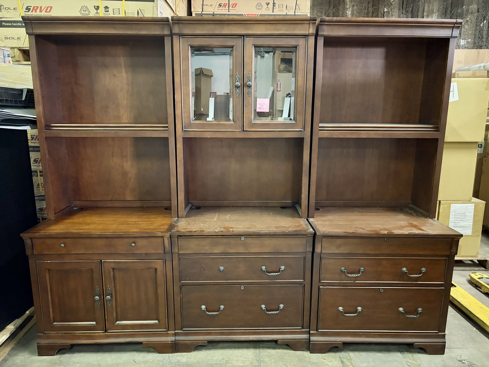 Complete Desk with File Caninets and Hutches