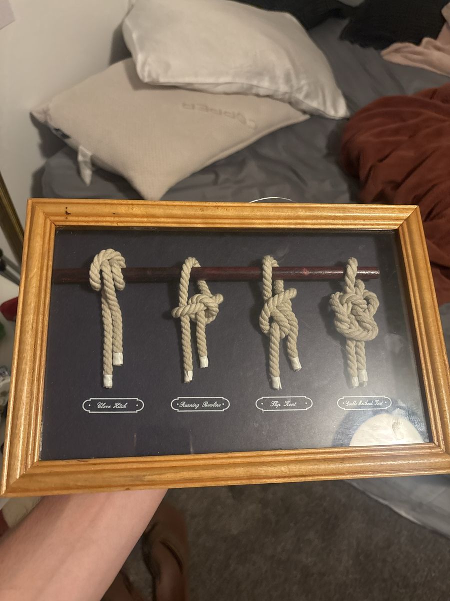 Vintage Framed Nautical Knot Display Board with Wooden Frame