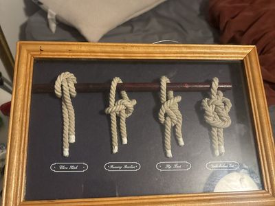 Vintage Framed Nautical Knot Display Board with Wooden Frame