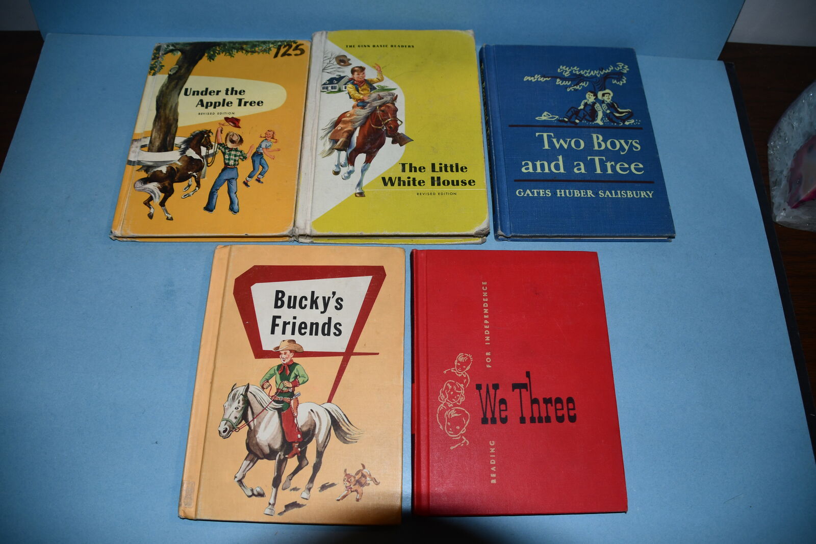 5 VINTAGE 1950's & 60's BOOKS ~ CHILDREN'S CLASSROOM READERS ~ GINN, SCOTT FORESMAN, LIPPINCOTT, MACMILLAN ~