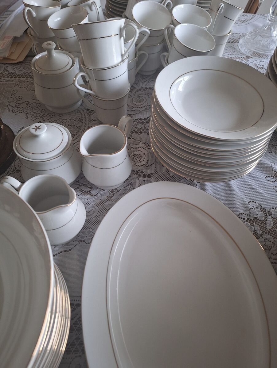 Farberware China Simplicity Gold with Gold Trim.  Service for 8.