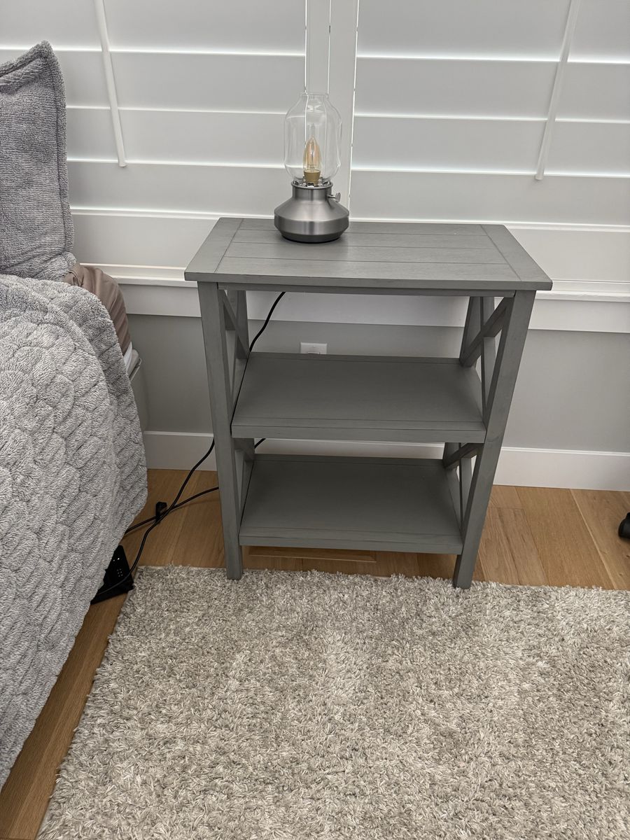 Gray Wood 2-Shelf Side Table