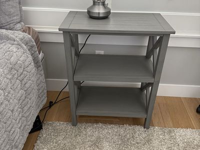 Gray Wood 2-Shelf Side Table