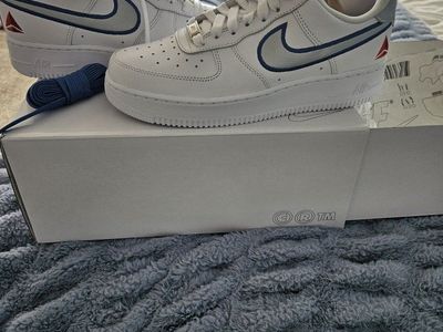 Nike Air Force 1 Low By You Custom White/Blue/Silver Women's 8.5 Sneakers