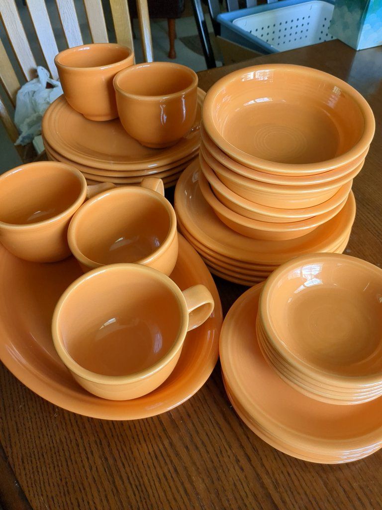 Orange Ceramic Dishware Set