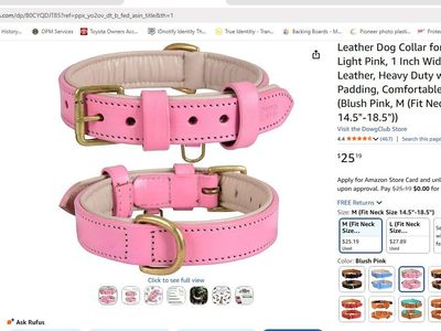 Leather dog collar for medium dogs, light pink
