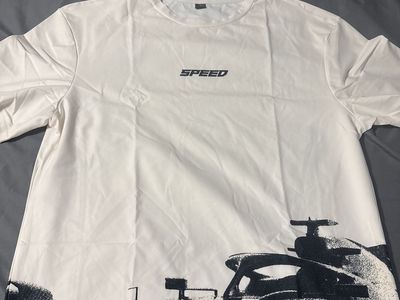 White "SPEED" Graphic T-Shirt with Race Car Design - Unisex, Short Sleeve