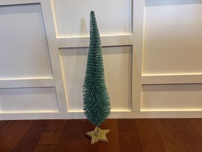 New 30” Teal Bristle Bottle Brush Tree on Gold Star Base