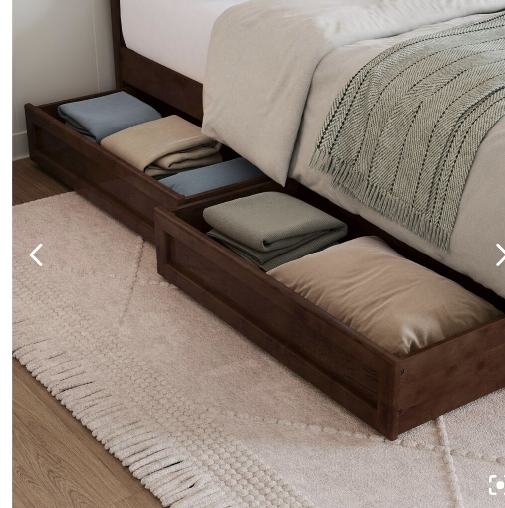 NEW Set of 2 Mid-Century Modern Under-Bed Drawers