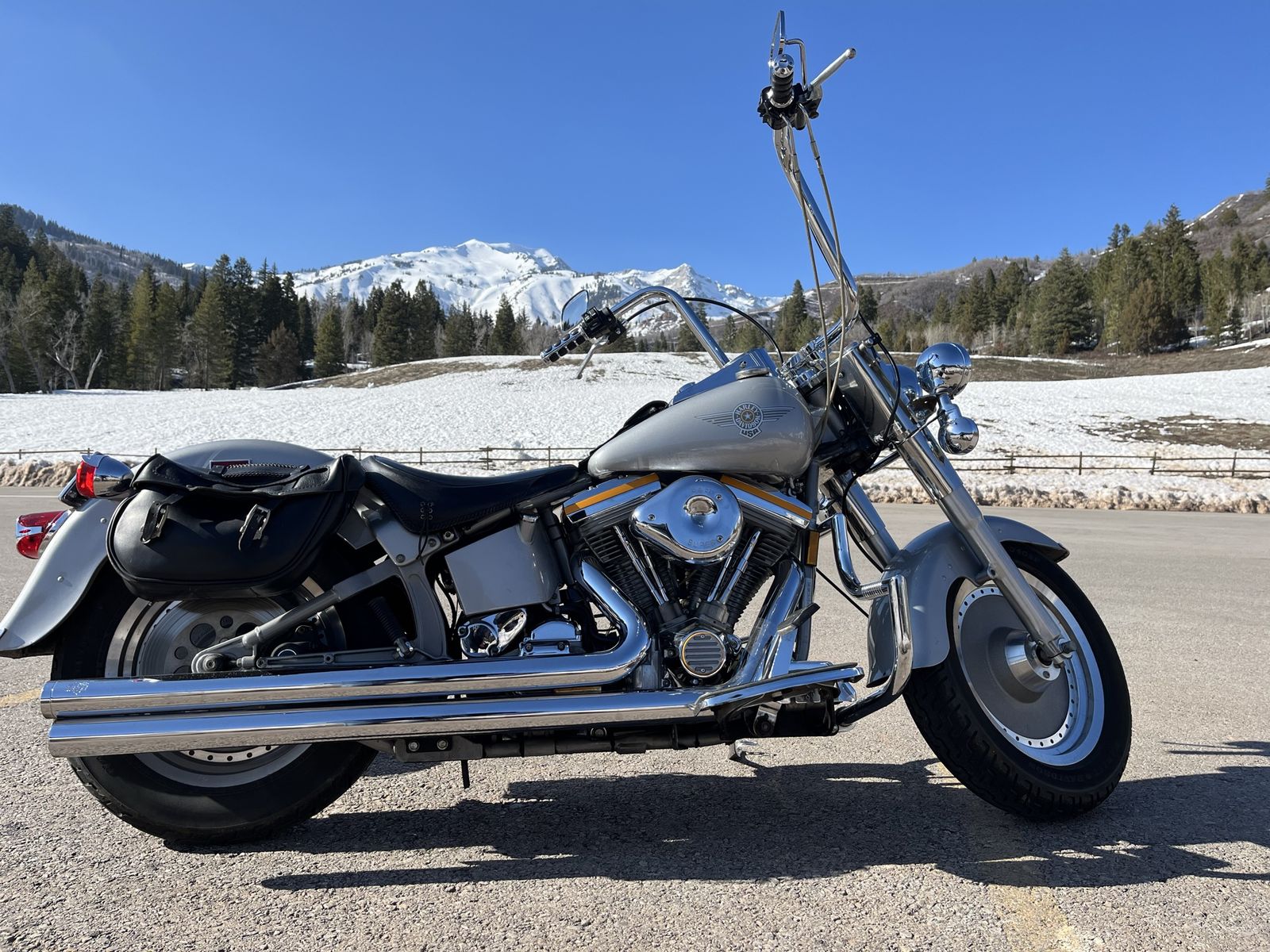1990 Harley-Davidson Fat Boy Motorcycle - Silver and Chrome