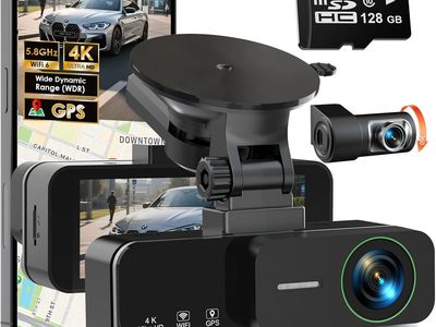 NEW 4K+4K Dash Cam Front and Rear, Free 128GB Card Included, 5.8GHz WiFi-20MB/s Fast Download, Dash Camera for Cars etc.